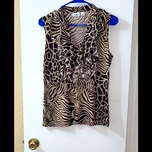 Cato Animal Print Blouse - Brown and Tan